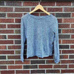 Victoria’s Secret PINK Gray and White Marled Boat Neck Long Sleeve Top